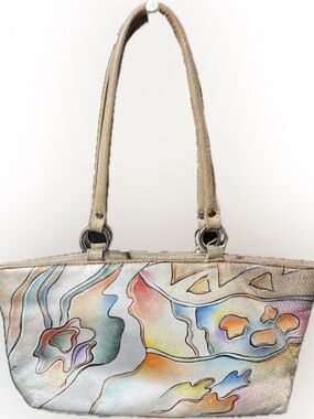 Multicolor artistic leather purse- hand painted design